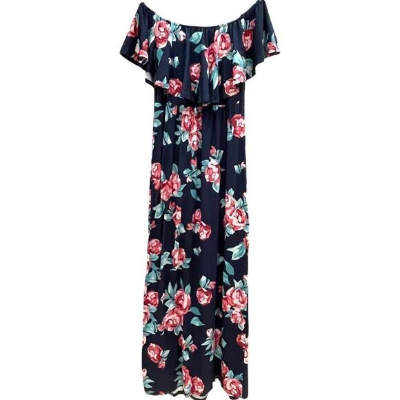 Kimi & Kai Women's Black & Red Floral Print Off-The-Shoulder M NWT - Picture 1 of 5